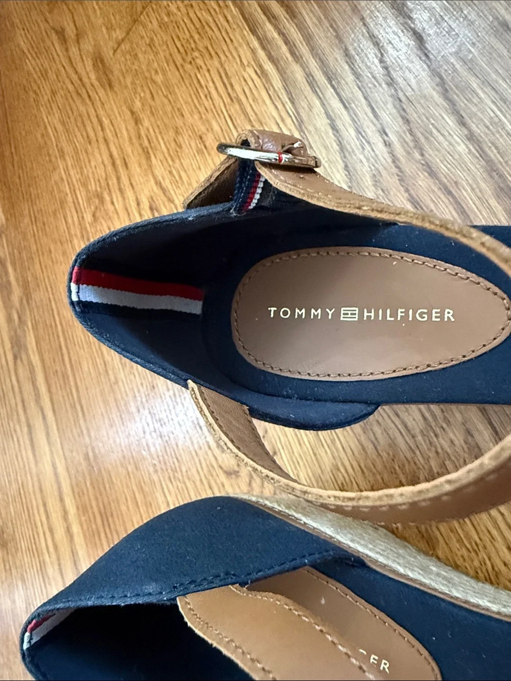 Tommy Hilfiger Iconic Elba Navy Bow Espadrille Wedges Size 7.5